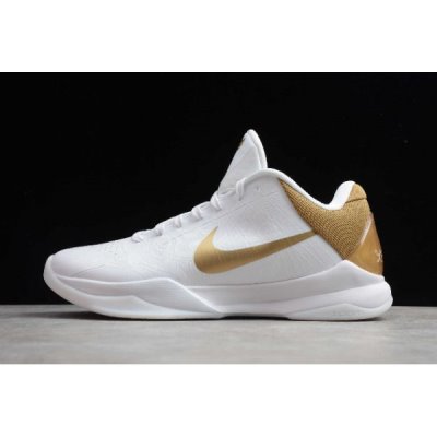 Nike Erkek Zoom Kobe 5 Beyaz / Metal Altın Basketbol Ayakkabısı Türkiye - V8EWBEVE